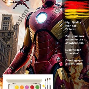 40 Superhelden Ausmalmotive -Iron-Man- HQ, HighRes Bilder, Coloring Pages included