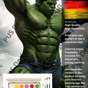36 Superhelden Ausmalmotive -Hulk Edition- HQ, HighRes Bilder, Coloring Pages included
