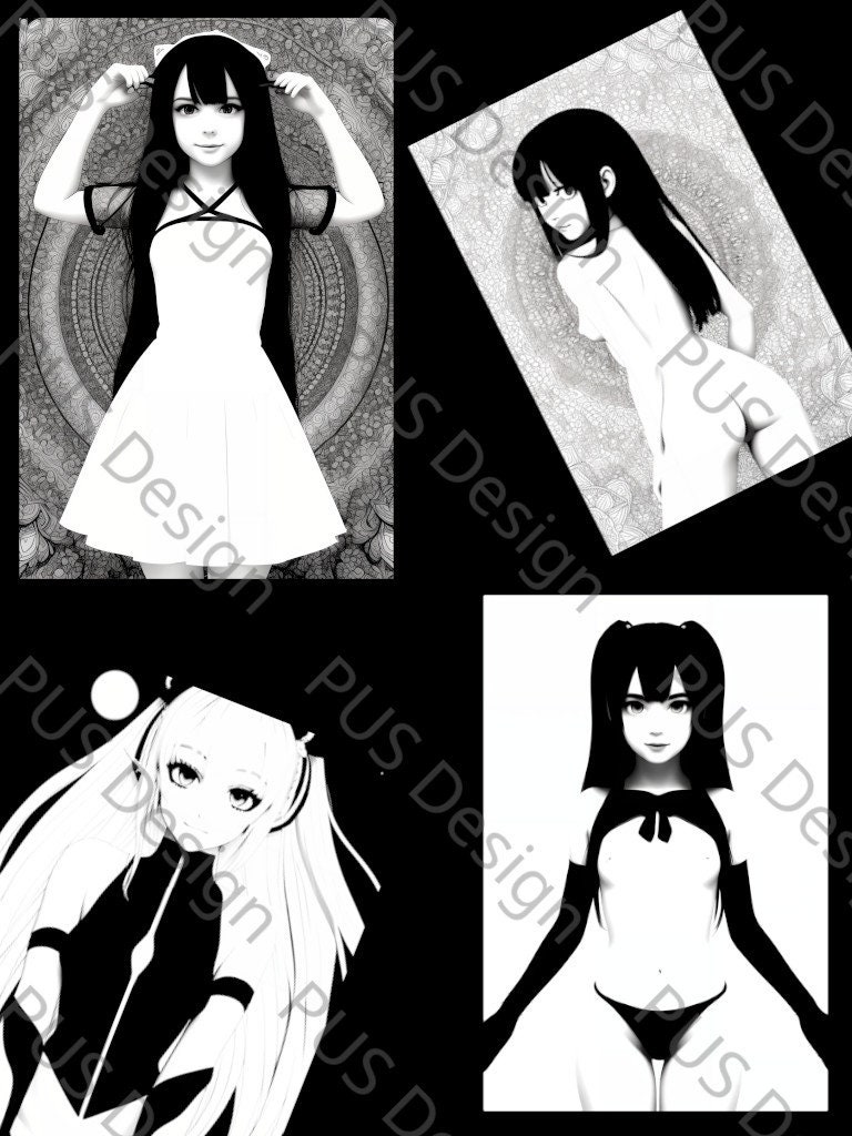 Anime-Ausmalmotive für Erwachsene: hochauflösende Kunstwerke. Ausdrucken & Ausmalen! Coloring Pages for Adults. High Quality – Bild 2